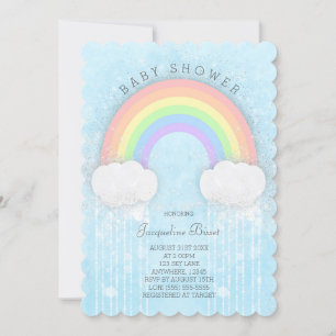 Inbjudan till gnistra Pastel Rainbow Baby Shower