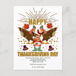 Inbjudan till Gnome Dabbing Turkey Thanksgiving Da