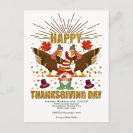 Inbjudan till Gnome Dabbing Turkey Thanksgiving Da