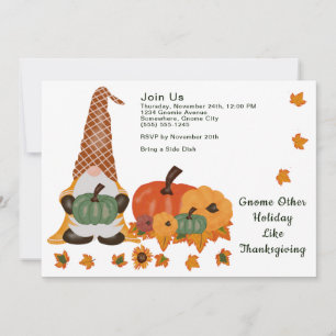 Inbjudan till Gnome Pumpkins Löv Thanksgiving Day