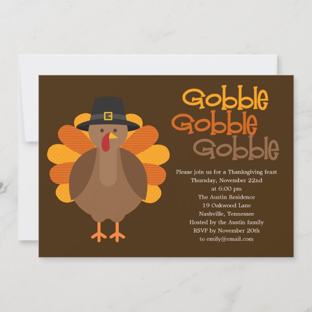 Inbjudan till Gobble Thanksgiving Party (Framsida)