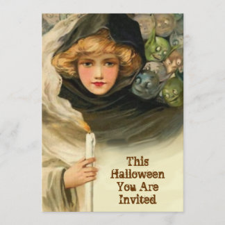 Inbjudan till Goblins Peeking Vintage Halloween fe