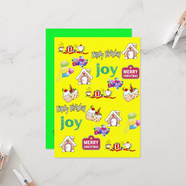 Inbjudan till god jul Grattis på födelsedagen (Fram/Back In Situ)