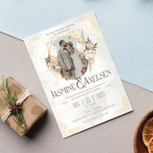 Inbjudan till Golden and Flower Elegant bröllop