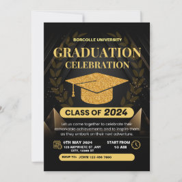 Inbjudan till Golden Black Elegant Studenten