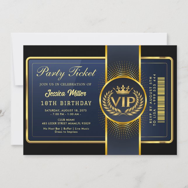 Inbjudan till Golden Party Biljett (Framsida)