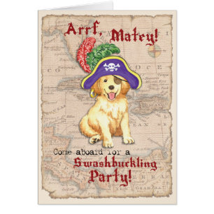 Inbjudan till Golden Retriever Pirat OBS Kort