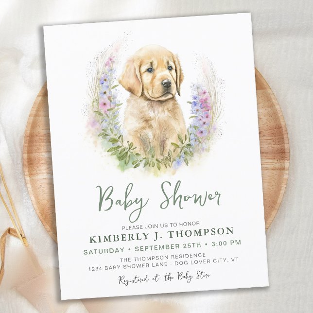 Inbjudan till Golden Retriever Puppy Hund Baby Sho (Skapare uppladdad)