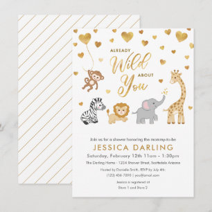 Inbjudan till Golden Safari Baby Shower-tema