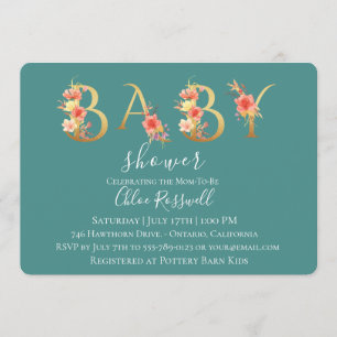 Inbjudan till Golden Sunset Blommigt Baby Shower