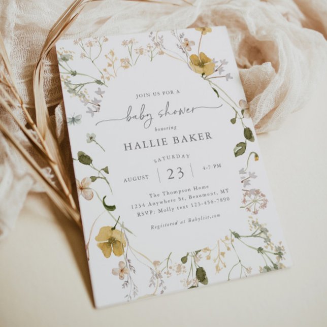 Inbjudan till Golden Wildblomsterbabykläder (Skapare uppladdad)