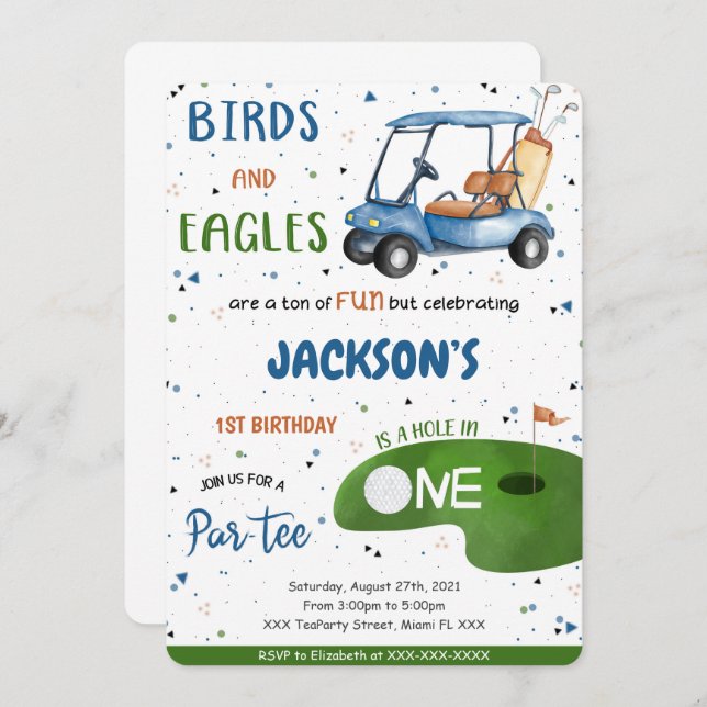 Inbjudan till golf födelsedag (Fram/baksida)