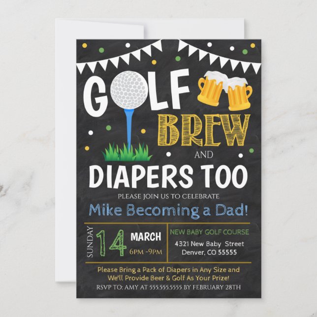 Inbjudan till Golf- och Beer Baby Shower (Framsida)