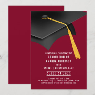 Inbjudan till Grad Cap Burgundy-Studentfest