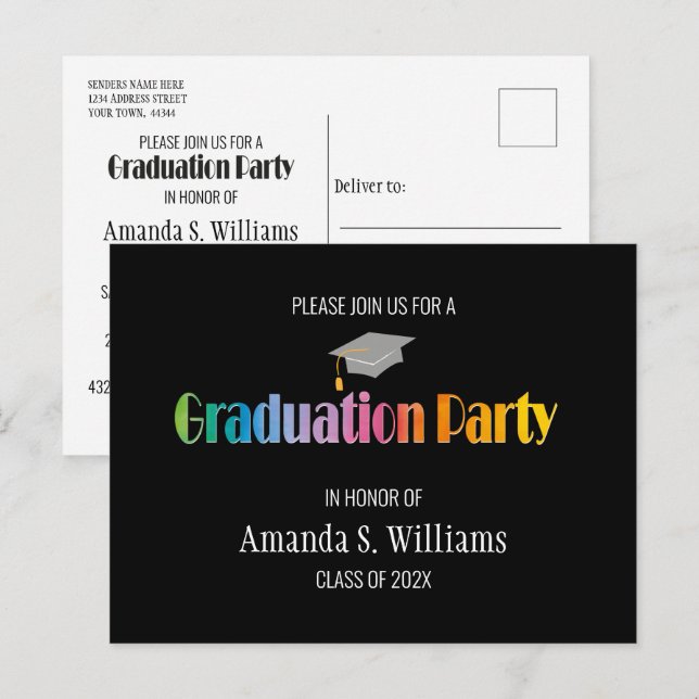 Inbjudan till Grad Cap-Studentfest (Fram/baksida)