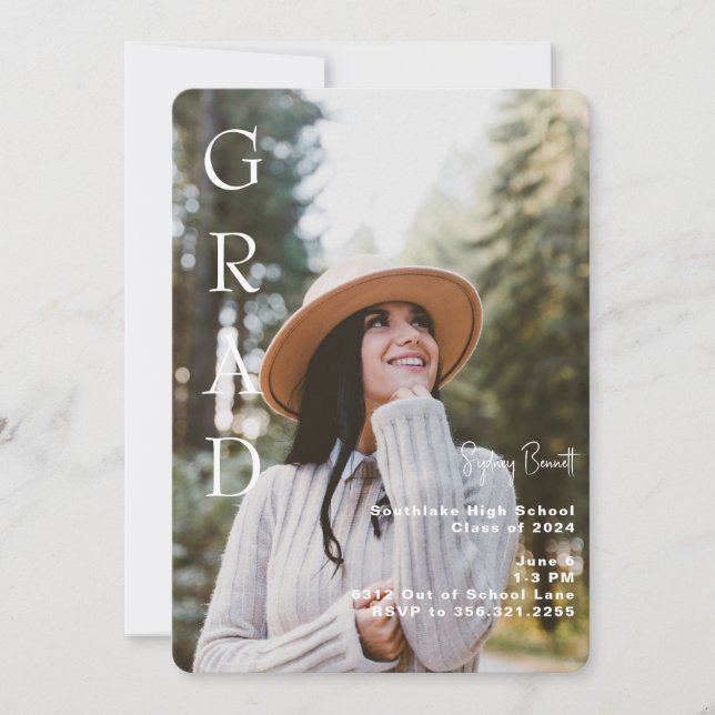 Inbjudan till Grad-fotorundad Studentfest (Framsida)