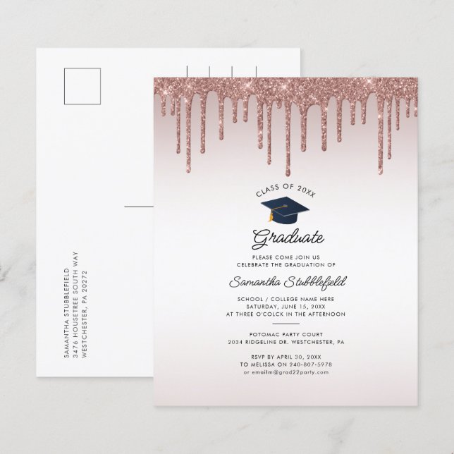 Inbjudan till Grad-partiet studenten 2024 Ro Guld (Fram/baksida)