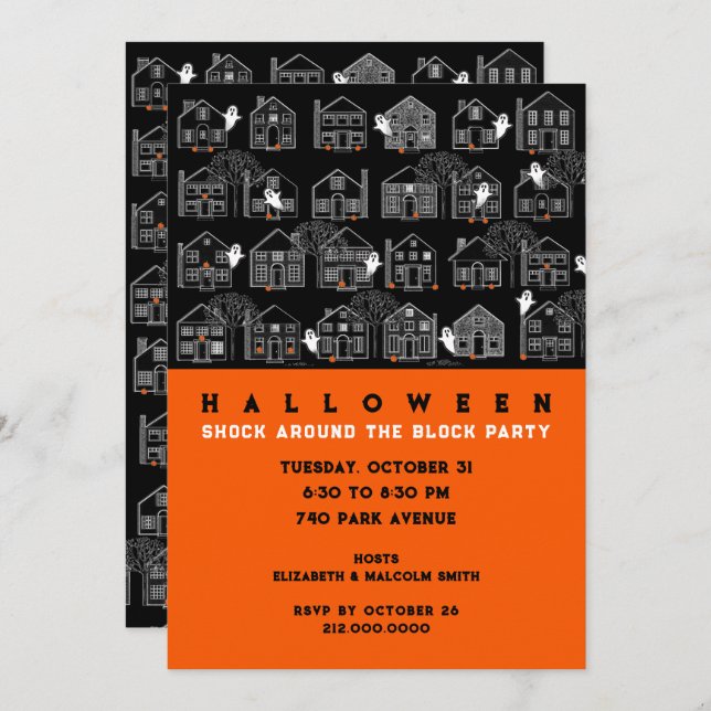 Inbjudan till grannländerna Halloween fest (Fram/baksida)