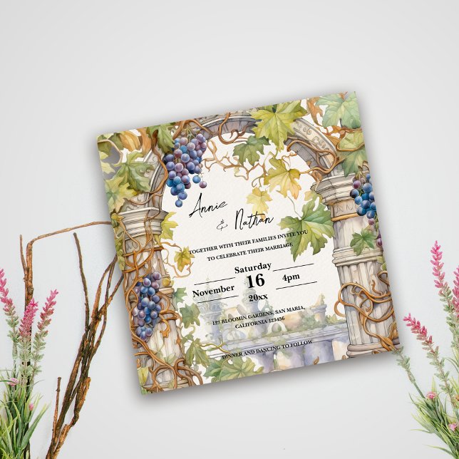 Inbjudan till Grapevine Romantic Vineyard Wedding (Grapevine Romantic Vineyard Wedding Invitation)