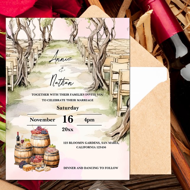 Inbjudan till Grapevine Vineyard Romantic Wedding (Grapevine Vineyard Romantic Wedding Invitation)
