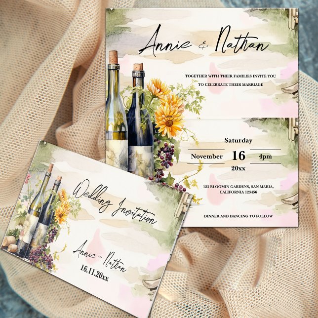 Inbjudan till Grapevine Vineyard Romantic Wedding (Grapevine Vineyard Romantic Wedding Folded  Invitation)