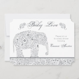 Inbjudan till Grått Baby Elephant Shower