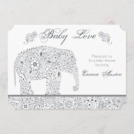 Inbjudan till Grått Baby Elephant Shower