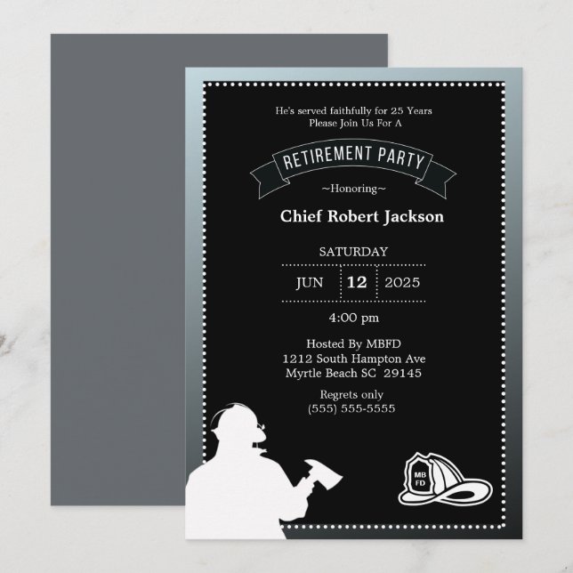 Inbjudan till Grått Black Pension Party (Fram/baksida)