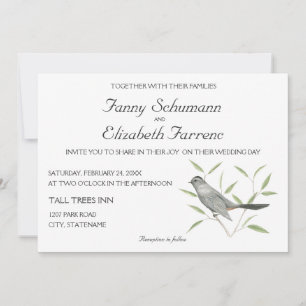 Inbjudan till grått Catbird Art Wedding