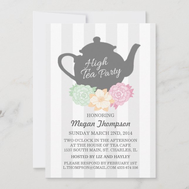 Inbjudan till Grått Rand & Tekanna High Tea (Framsida)
