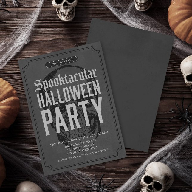 Inbjudan till Grått Skull Spooktacular Halloween f (Skapare uppladdad)