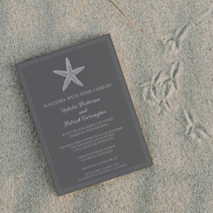 Inbjudan till grått Starfish bröllop