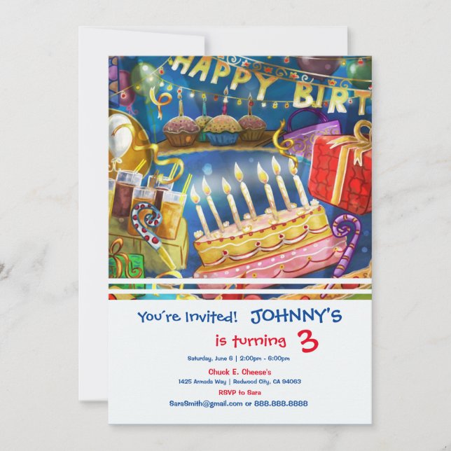 Inbjudan till Grattis på födelsedagen Party (Framsida)