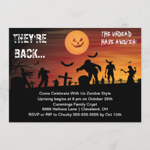 Inbjudan till Graveyard Zombie Halloween fest
