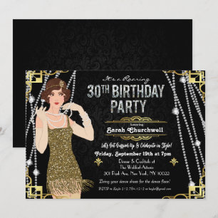 Inbjudan till Great Gatsby Flapper Flickans 30-års