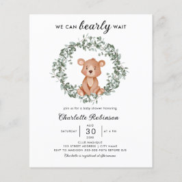 Inbjudan till Greenery Baby Shower för budgetNalle