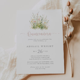 Inbjudan till Greenery Boho Wildblomma Quinceañera