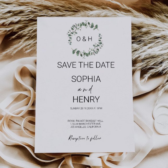 Inbjudan till Greenery Bröllop spara datum (Greenery Wedding Save the Date Invitation)