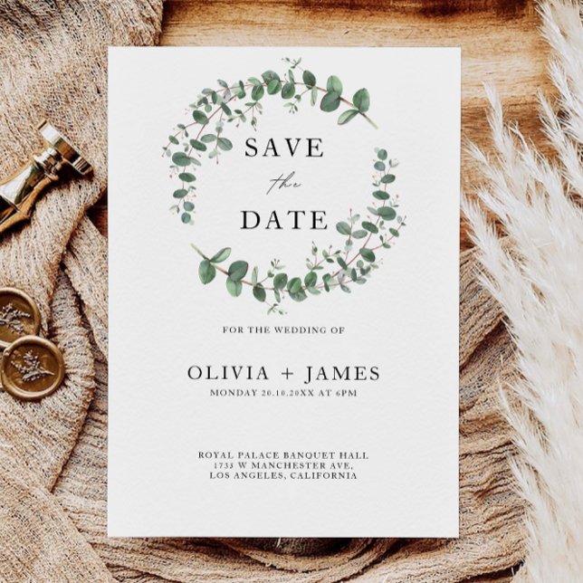 Inbjudan till Greenery Bröllop spara datum (Greenery Wedding Save the Date Invitation)