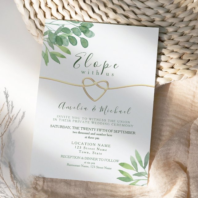 Inbjudan till Greenery Elope Micro Wedding (Skapare uppladdad)