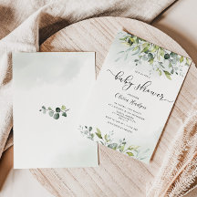 Inbjudan till Greenery eucalyptus babydusch