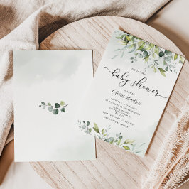 Inbjudan till Greenery eucalyptus babydusch