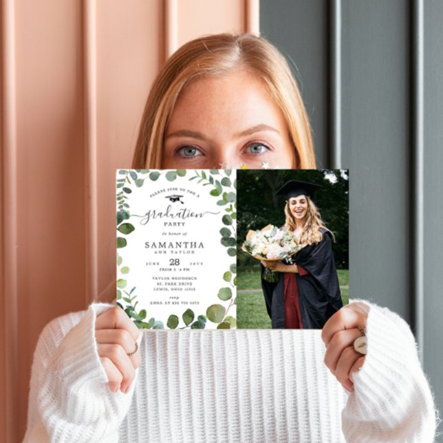Inbjudan till Greenery Eucalyptus Photo Studenten (Skapare uppladdad)