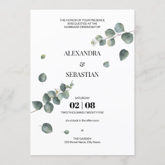 Inbjudan till Greenery Eucalyptus Wedding