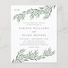 Inbjudan till Greenery Foliage Wedding Elegant Bud