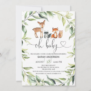 Inbjudan till Greenery Foliage Woodland Baby Showe