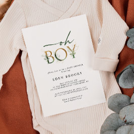 Inbjudan till Greenery och Guld Boy Baby Shower