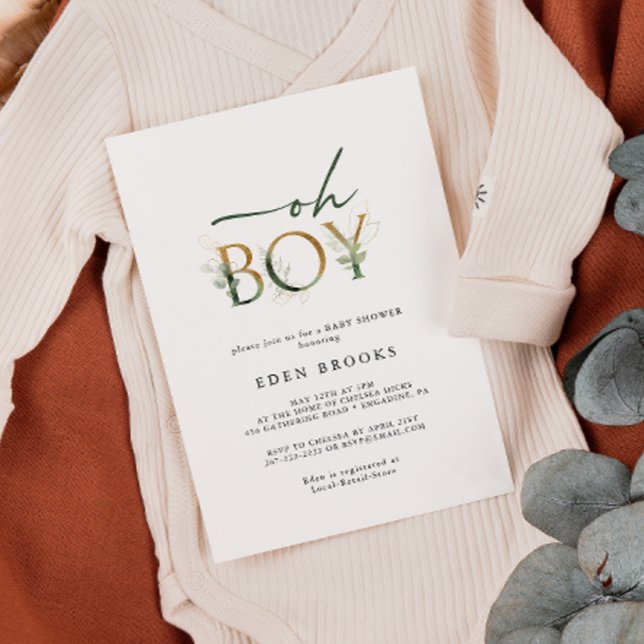 Inbjudan till Greenery och Guld Boy Baby Shower (Skapare uppladdad)