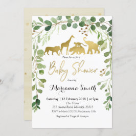 Inbjudan till Greenery Safari Animal Baby Shower
