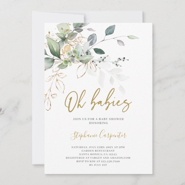 Inbjudan till Greenery twillingars (Framsida)